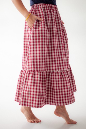 Bawełniana spódnica Pear in Red-Beige Check