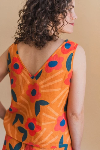 Lniany Top Basil in Alice Yellow